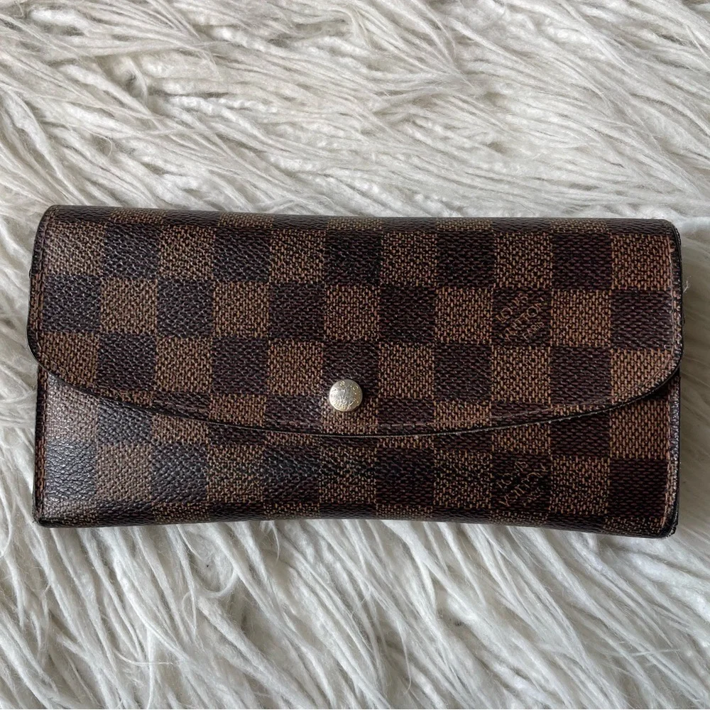 Louis Vuitton Brown Damier Ebene Emilie Continental Wallet Snap Closure 2013 OS